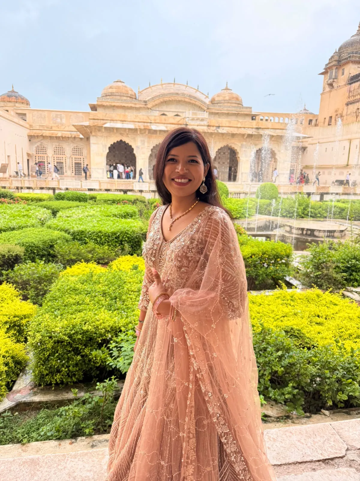 Kanchan in the gardens below Amer Fort