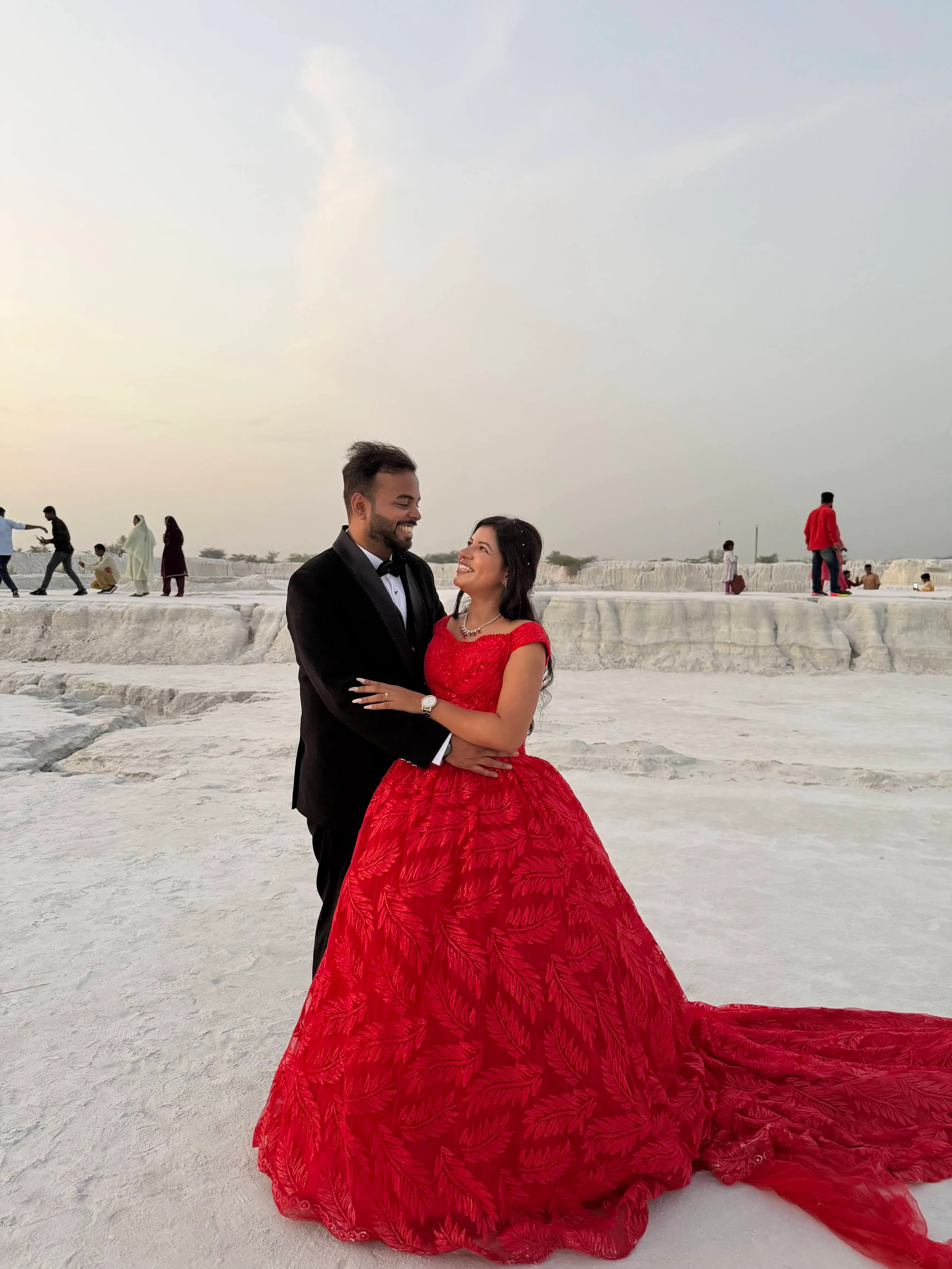 The couple at the Kishangarh marble grounds during their pre-wedding shoot